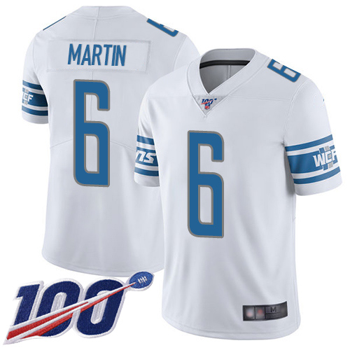 Detroit Lions Limited White Men Sam Martin Road Jersey NFL Football #6 100th Season Vapor Untouchable